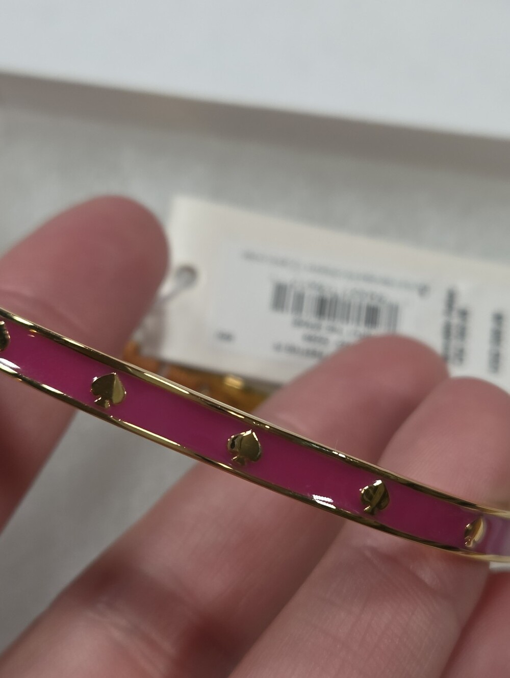 Kate Spade Festive Pink Spot The Spade Enamel Hinged Bangle - Picture 6 of 10